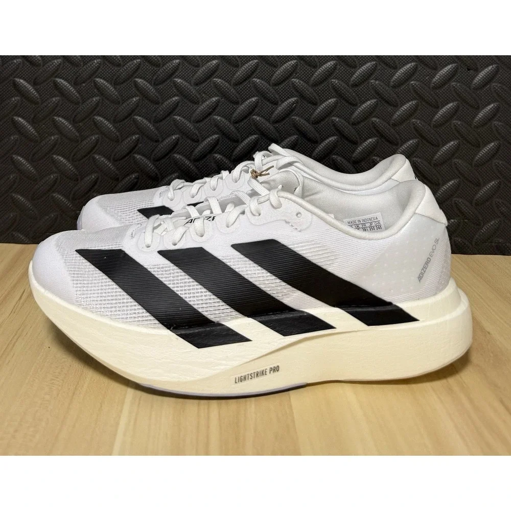 adidas Adizero Evo SL White Black Running Shoes KI8482 Youth Sz 6.5 Women Sz 7.5